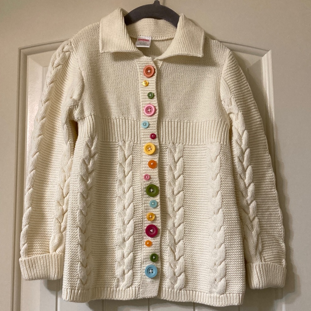 NWOT Gymboree Cream Cardigan with Multicolored Buttons